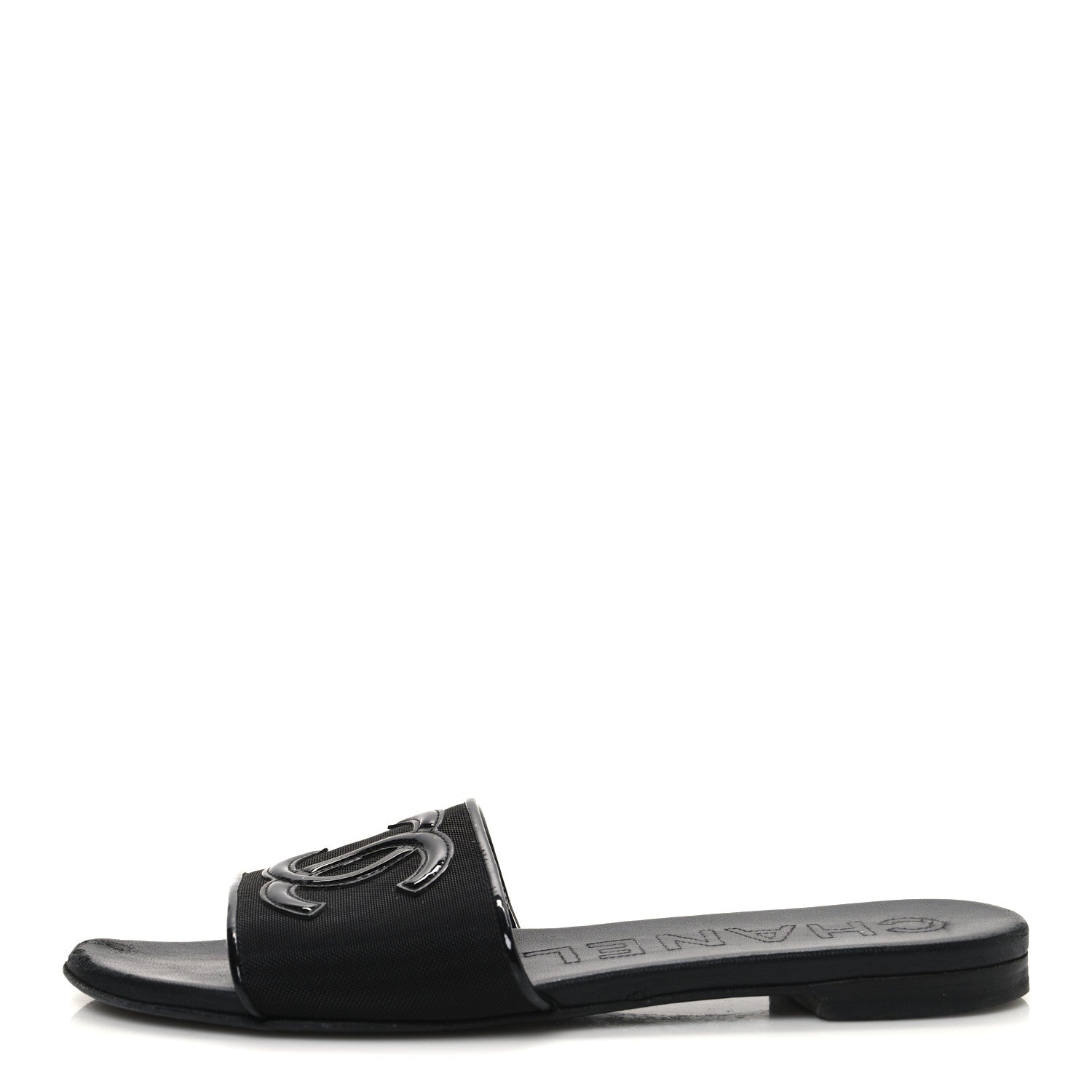 Chanel Mesh Patent Calfskin CC Mules 36.5 Black 1 of 12