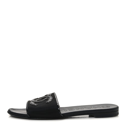 Chanel Mesh Patent Calfskin CC Mules 36.5 Black 1 of 12