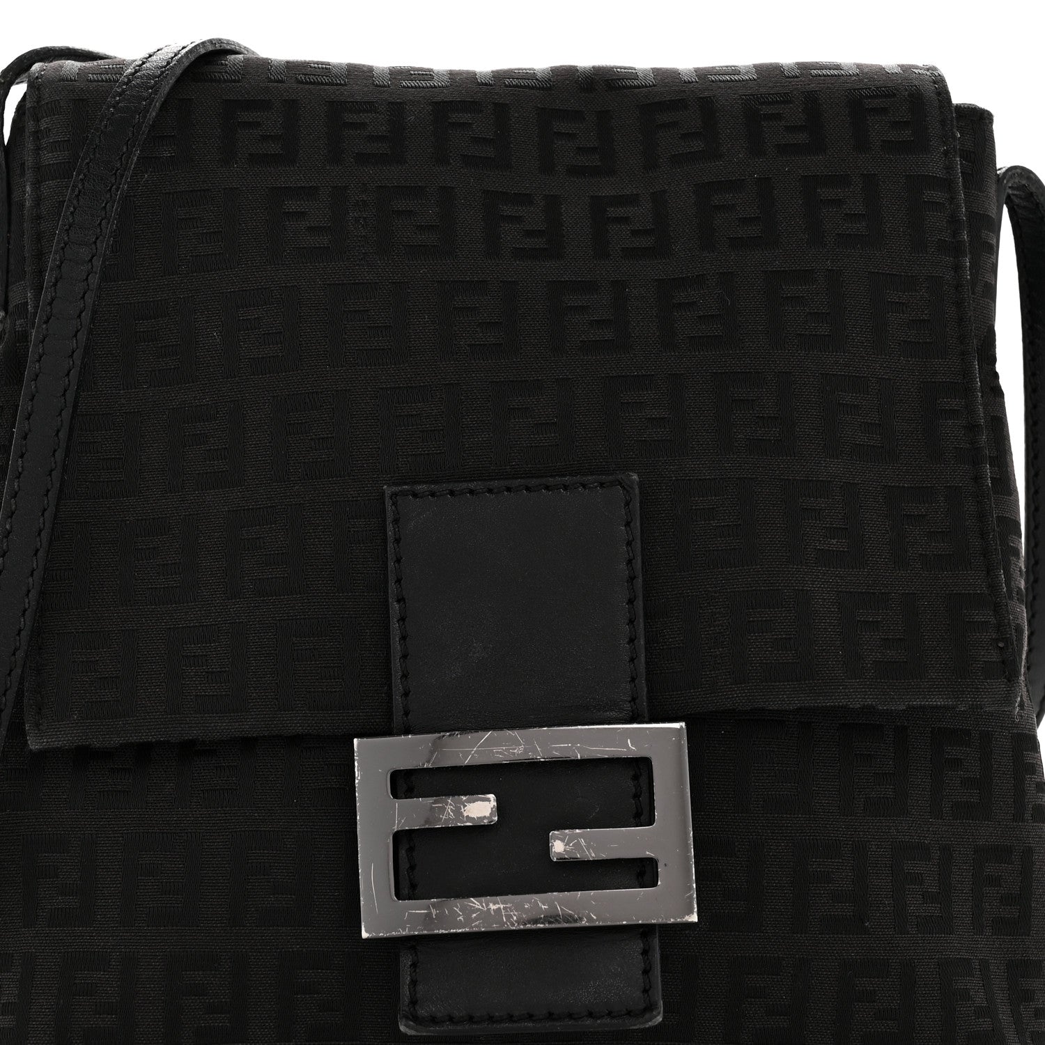 Fendi Zucchino Tube Messenger Bag Black 8 of 13