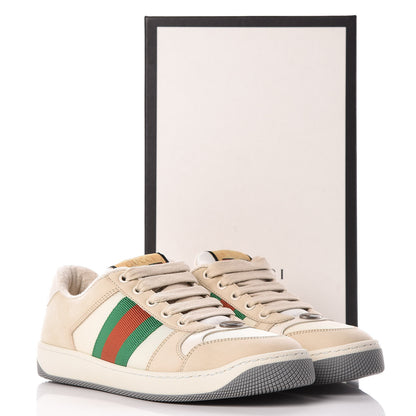 Gucci Nylon Nubuck Web Womens Screener Sneakers 36.5 Mystic White Dusty Milk 9 of 9