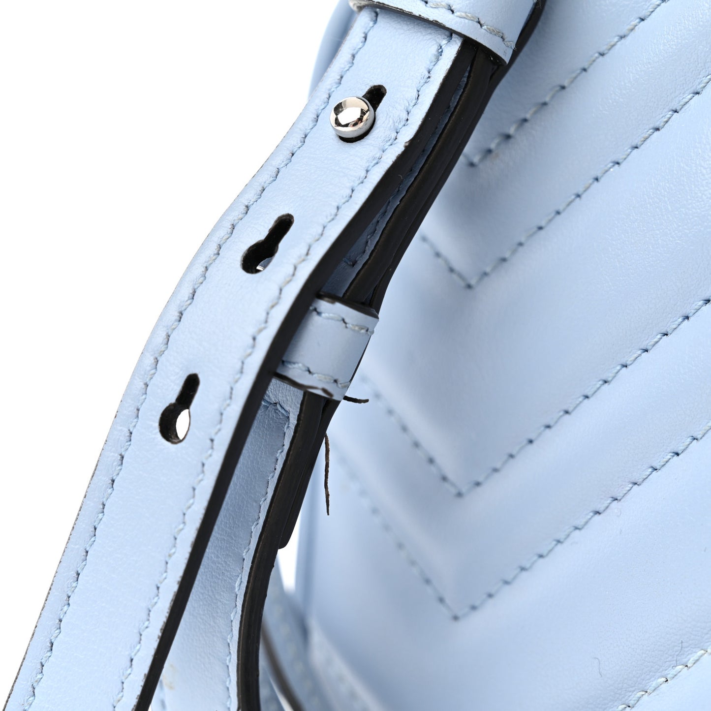 Calfskin Matelasse Mini GG Marmont Chain Shoulder Bag Porcelain Light Blue