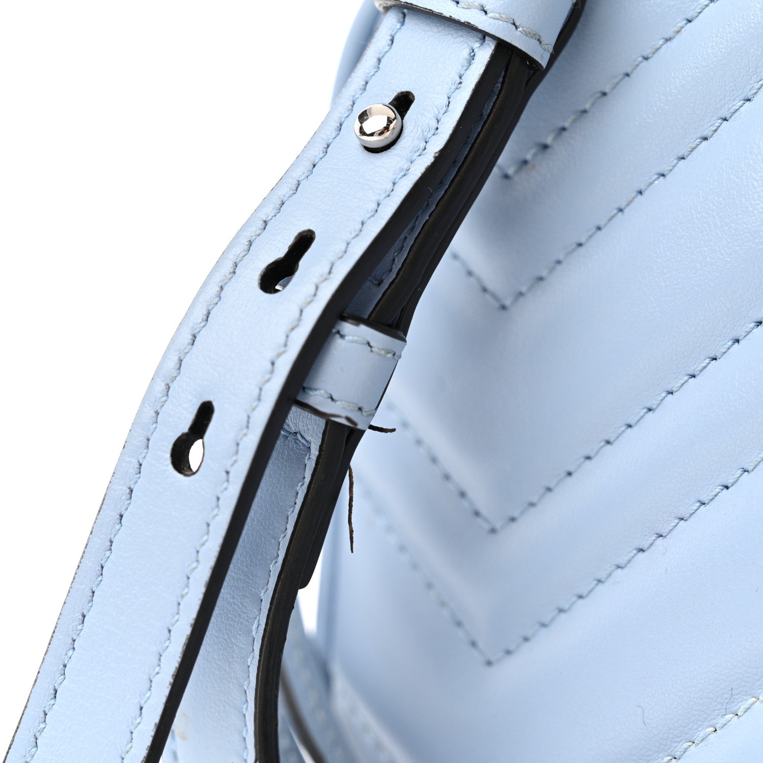 Gucci Calfskin Matelasse Mini GG Marmont Chain Shoulder Bag Porcelain Light Blue 13 of 16