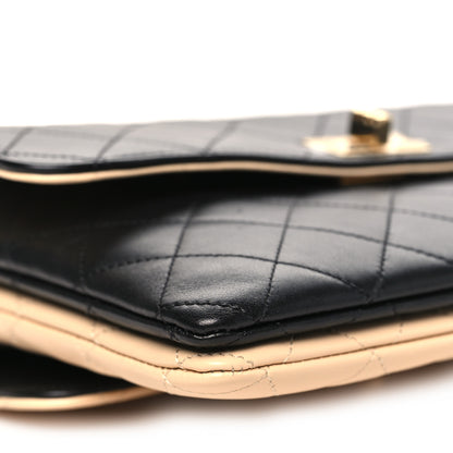 Chanel Lambskin Quilted Small Double Sided Flap Black Beige 10 of 12
