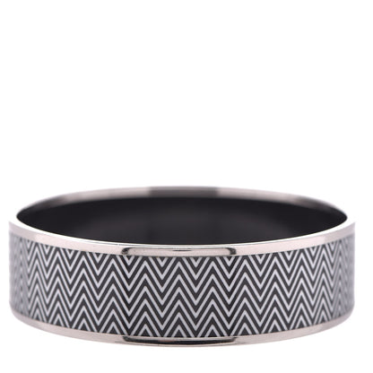 Hermes Enamel Printed Chevron Wide Bracelet 65 Black 1 of 7
