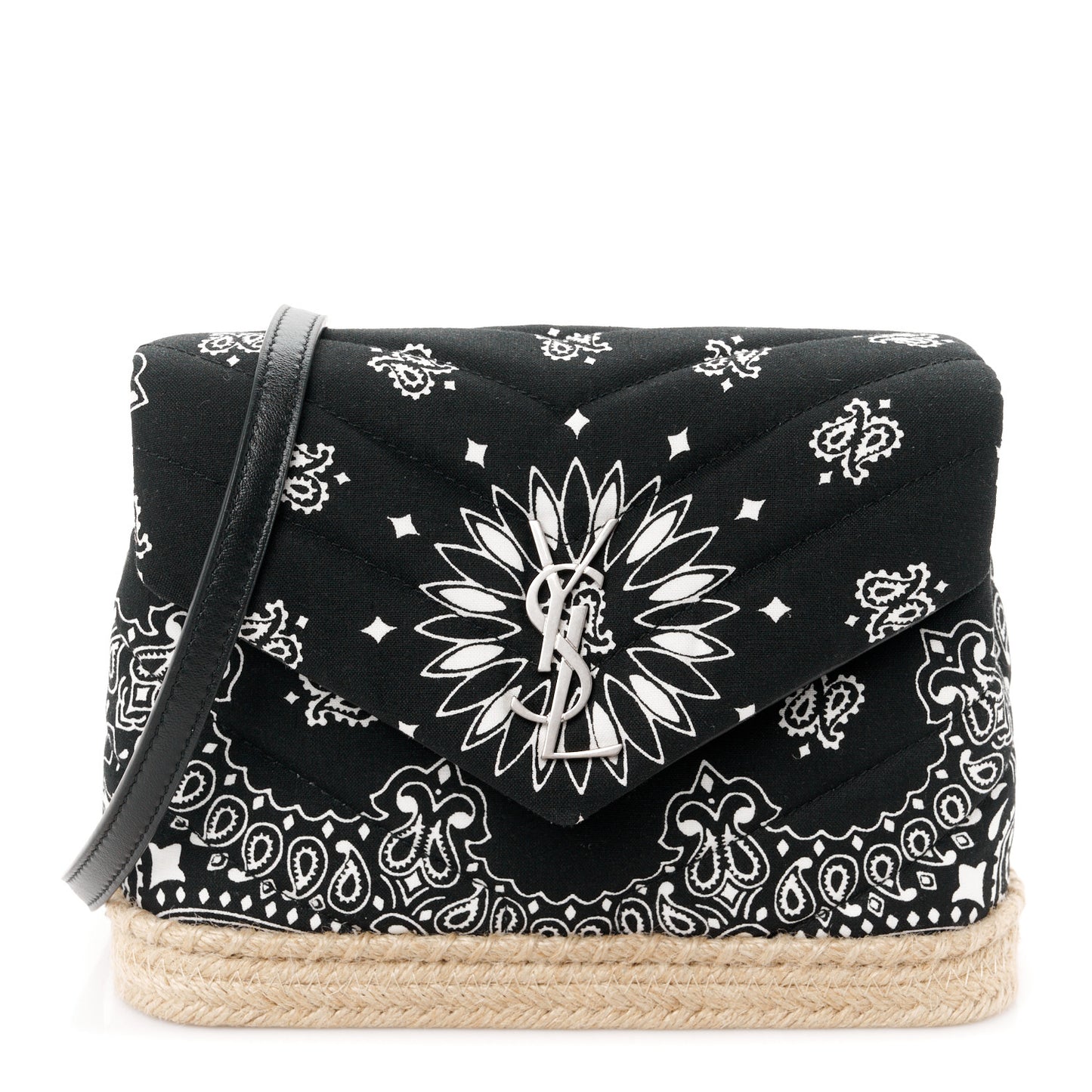 Cotton Bandana Y Quilted Monogram Toy Loulou Crossbody Bag Black White