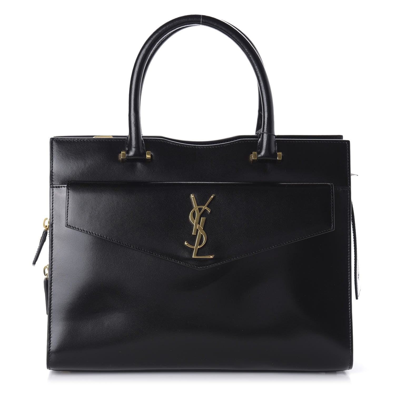 Saint Laurent Shiny Calfskin Medium Uptown Tote Black 1 of 10