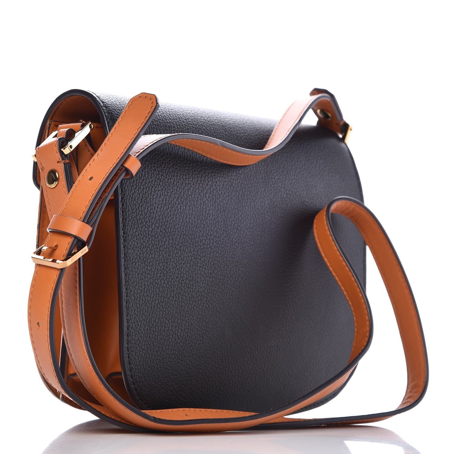 MCM Visetos Calfskin Small Patricia Crossbody Bag Cognac Black 3 of 8