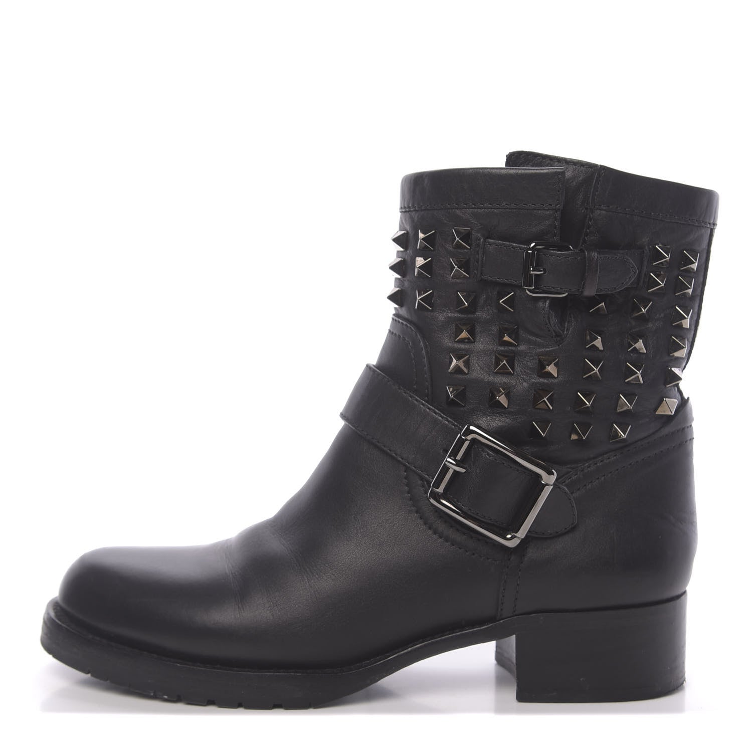 Valentino Garavani Calfskin Rockstud 30mm Biker Boots 38.5 Black 1 of 9