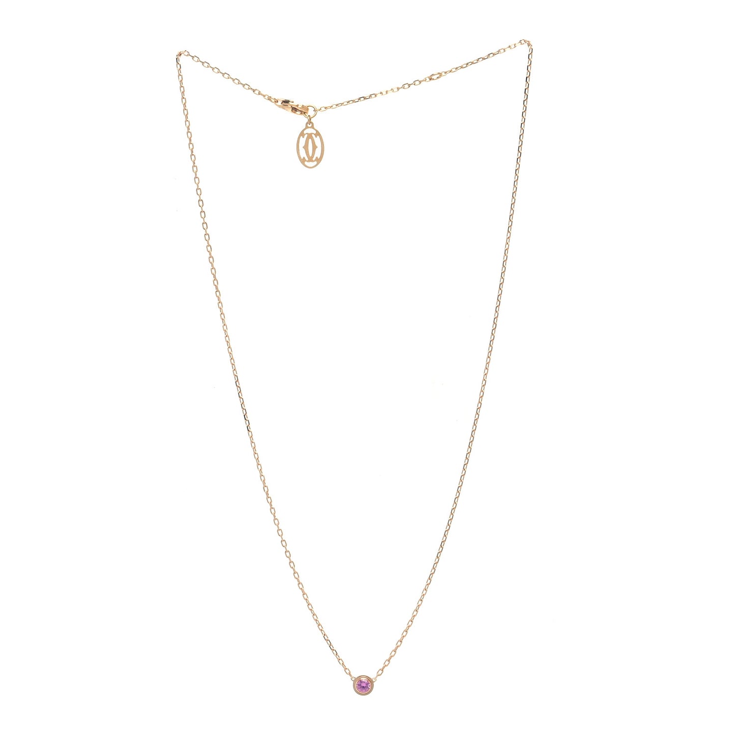 18K Pink Gold Pink Sapphire D'Amour Pendant Necklace