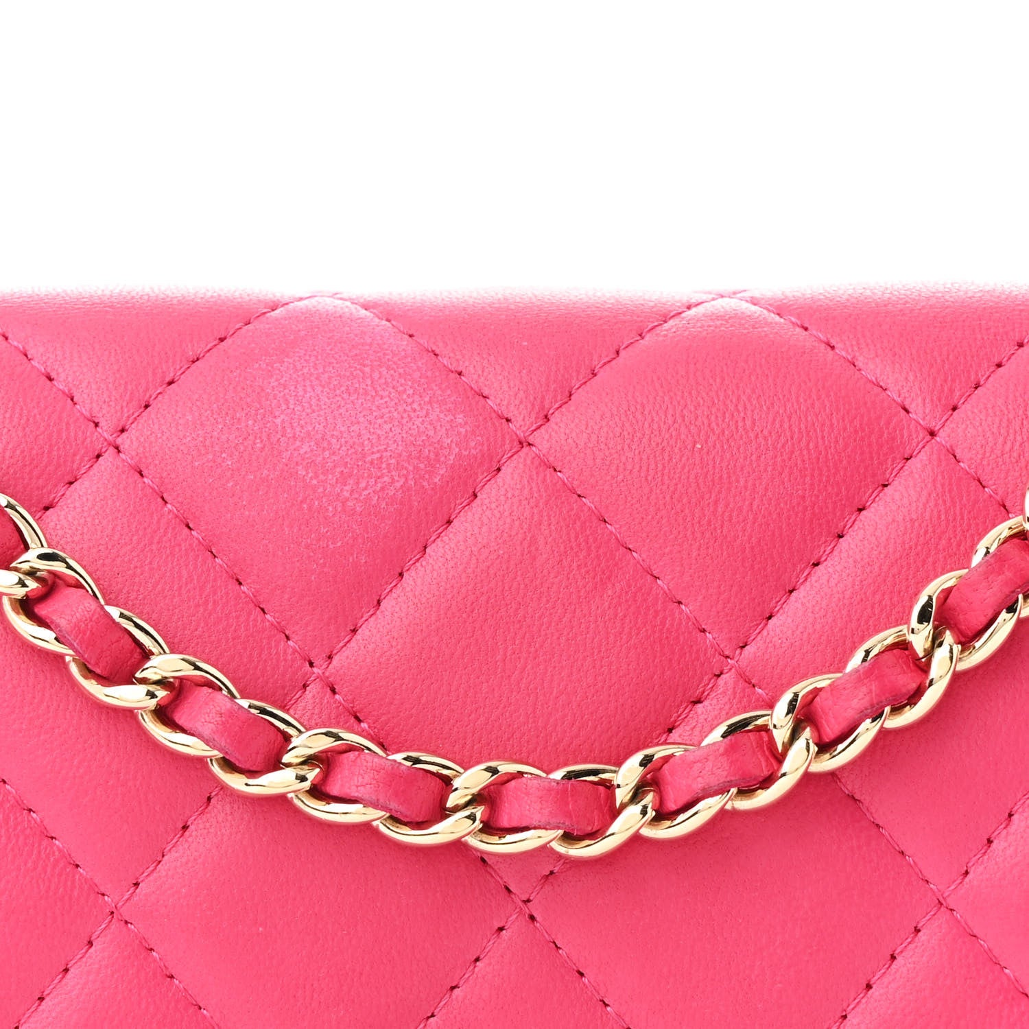 Chanel Lambskin Quilted Wallet On Chain WOC Fuchsia 9 of 17