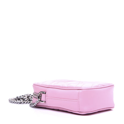 Gucci Calfskin Matelasse Mini GG Marmont Crossbody Bag Wild Rose 3 of 13