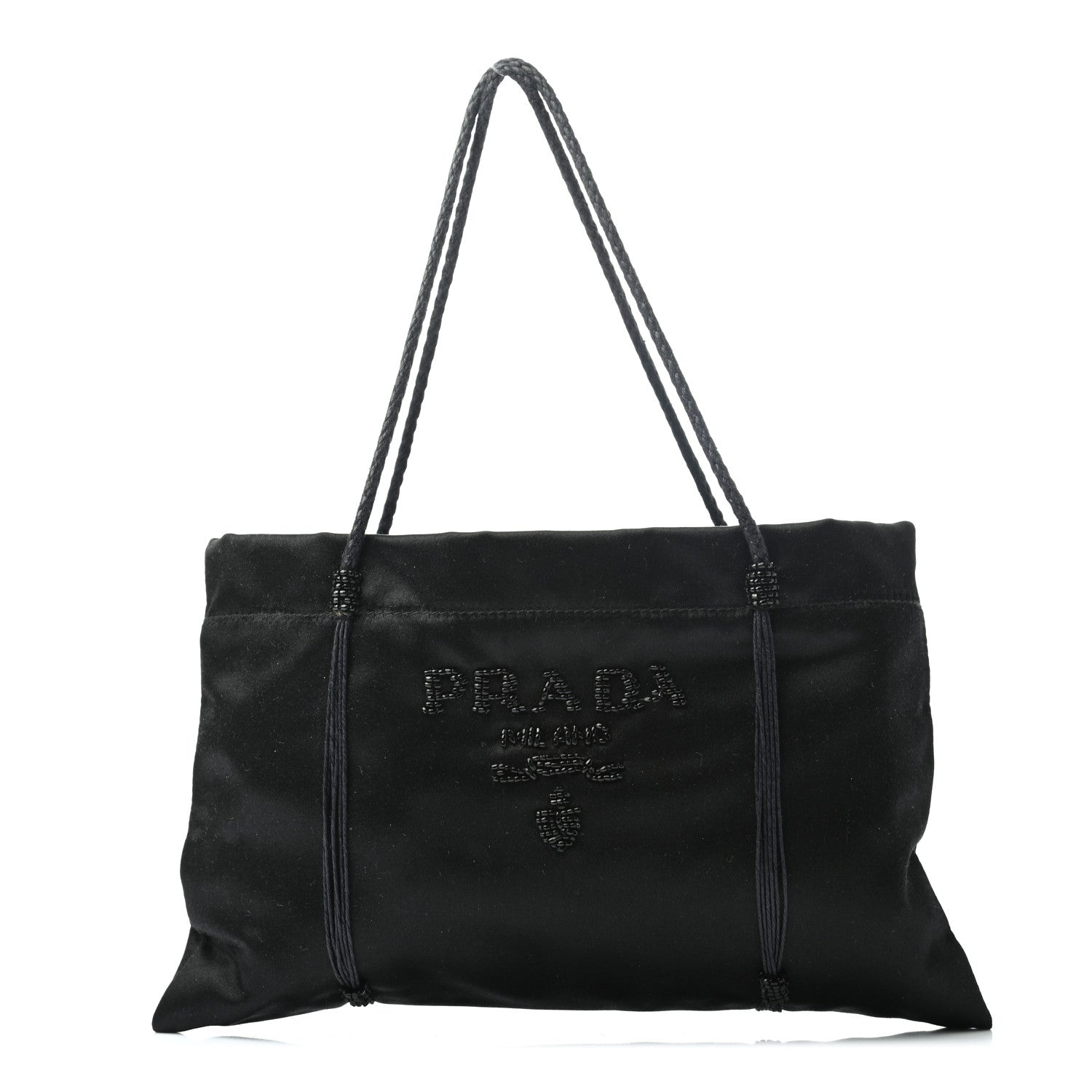 Prada Satin Beaded Mini Tote Bag Black 1 of 7