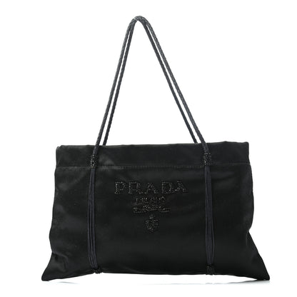 Prada Satin Beaded Mini Tote Bag Black 1 of 7