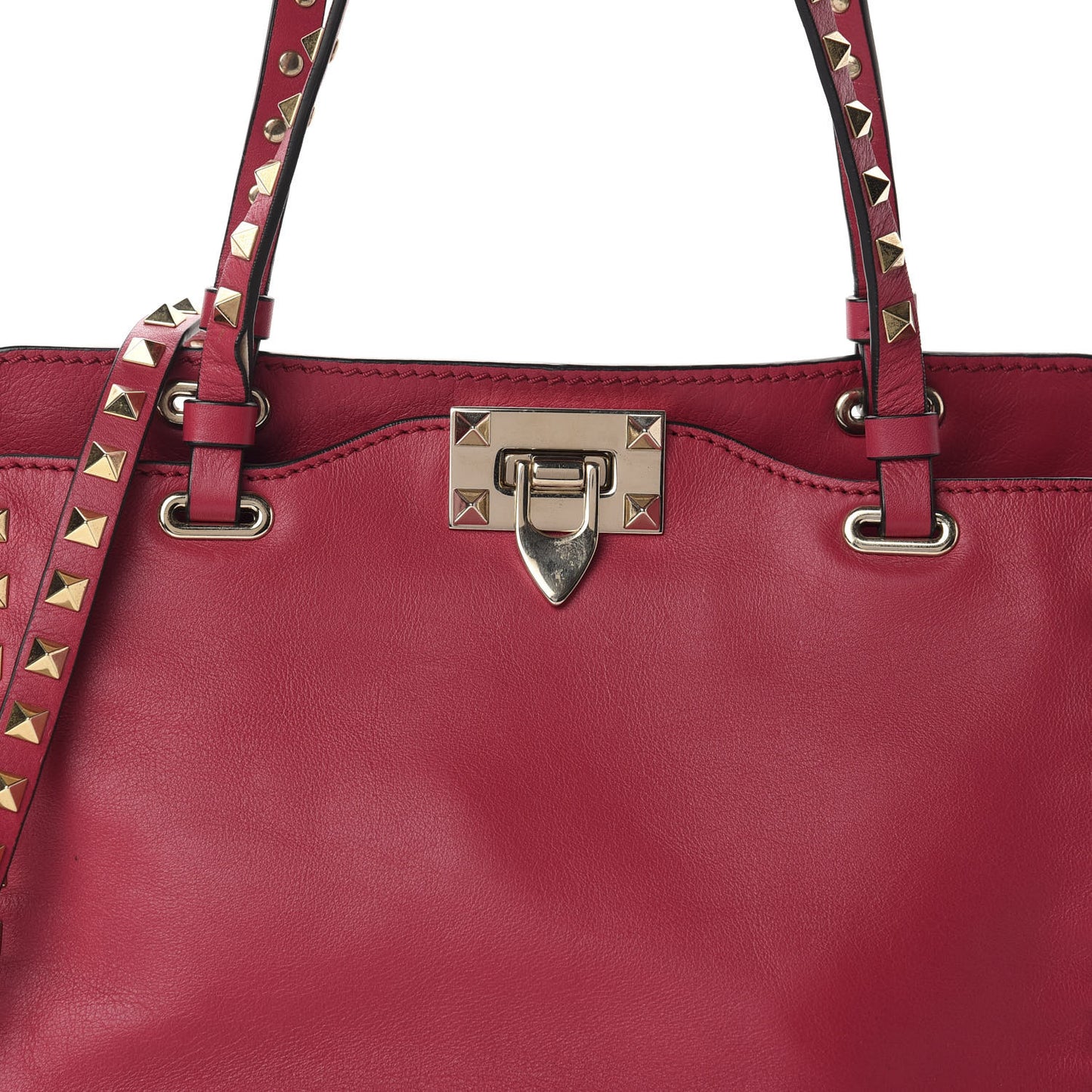 Vitello Small Rockstud Tote Fuchsia