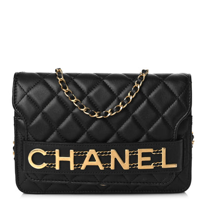Chanel Calfskin Quilted Enchained Wallet On Chain WOC Black 1 of 12