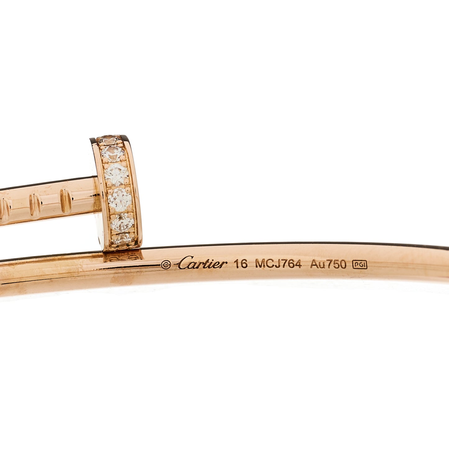 18K Pink Gold Diamond Small Juste Un Clou Bracelet 16