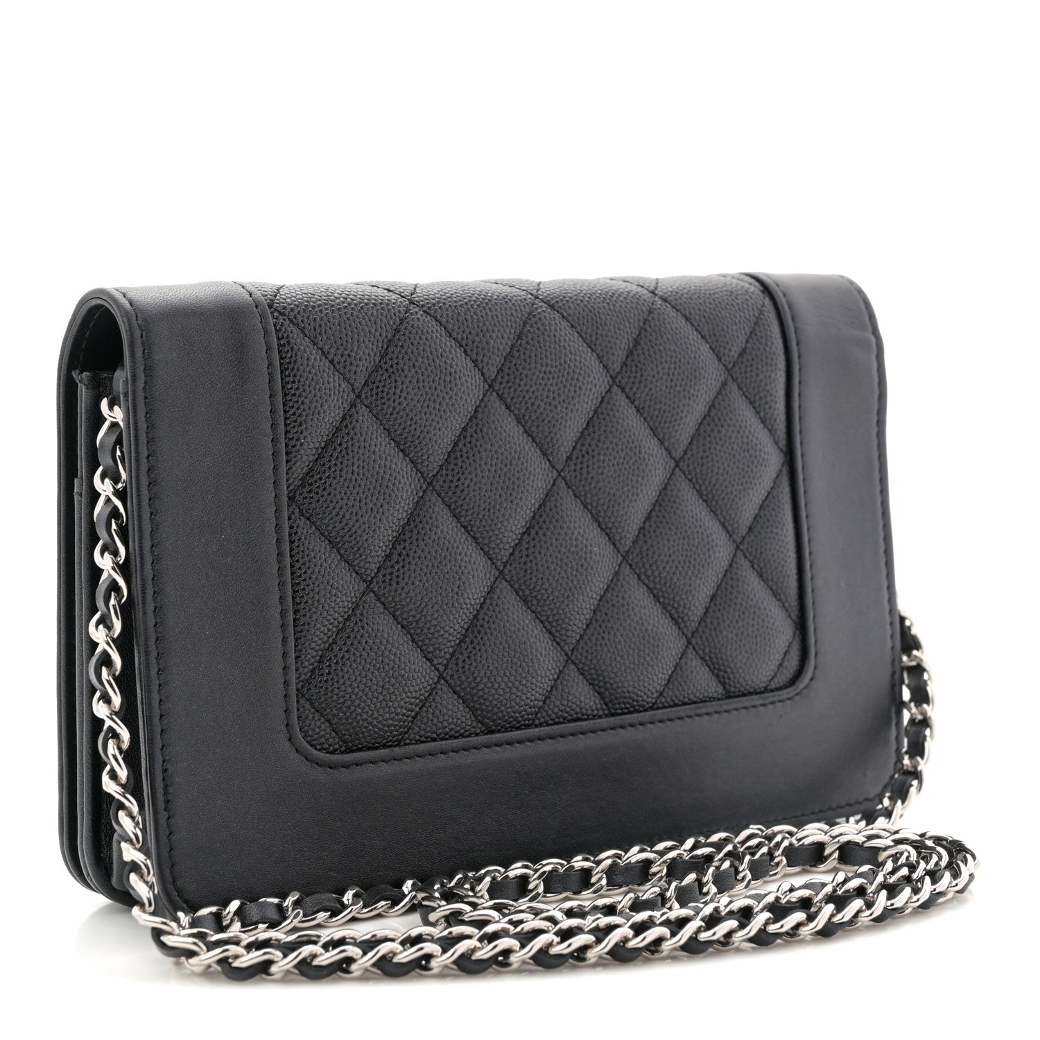 Chanel Caviar Quilted Vintage Mademoiselle Wallet On Chain WOC Black 3 of 11