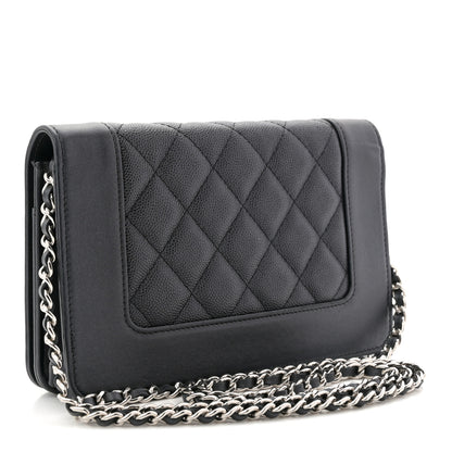 Chanel Caviar Quilted Vintage Mademoiselle Wallet On Chain WOC Black 3 of 11