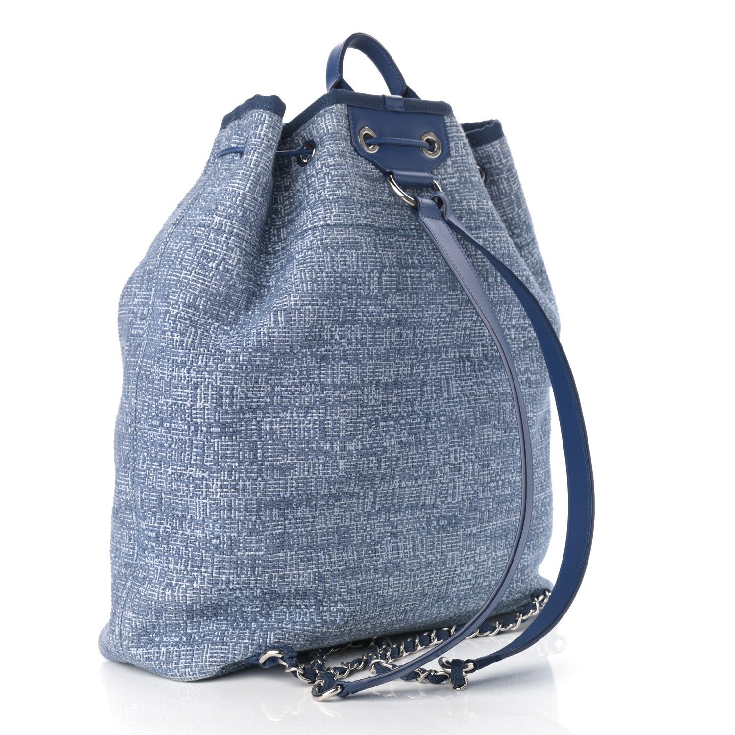 Chanel Canvas Large Deauville Backpack Blue 3 of 12