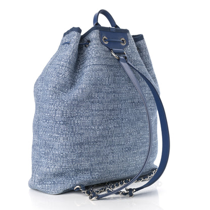 Chanel Canvas Large Deauville Backpack Blue 3 of 12