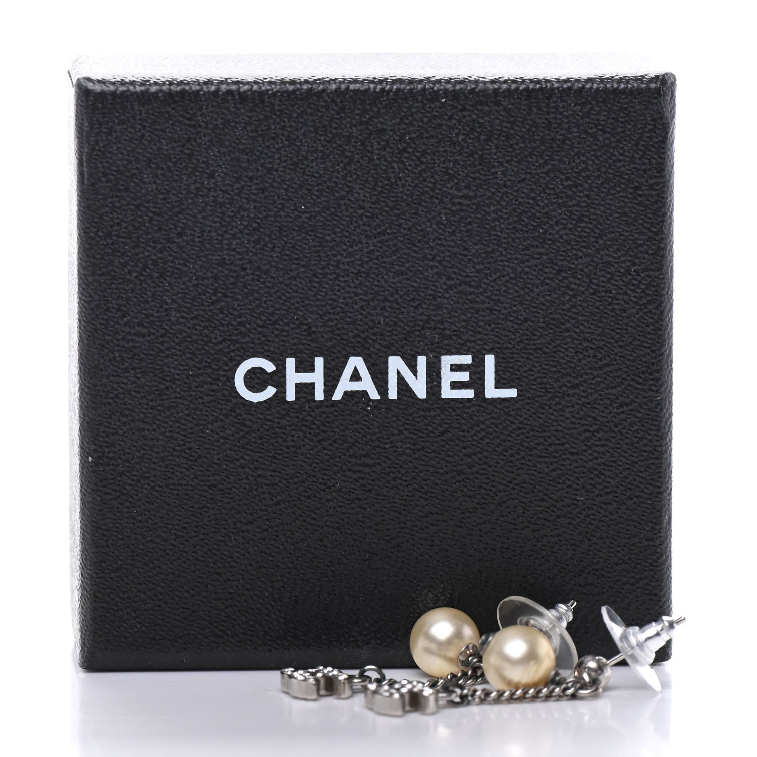 Chanel Crystal CC Pearl Drop Earrings Silver 4 of 4