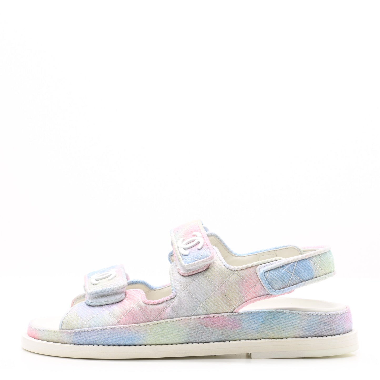 Printed Fabric Quilted Dad Sandals 35 Green Pink Blue