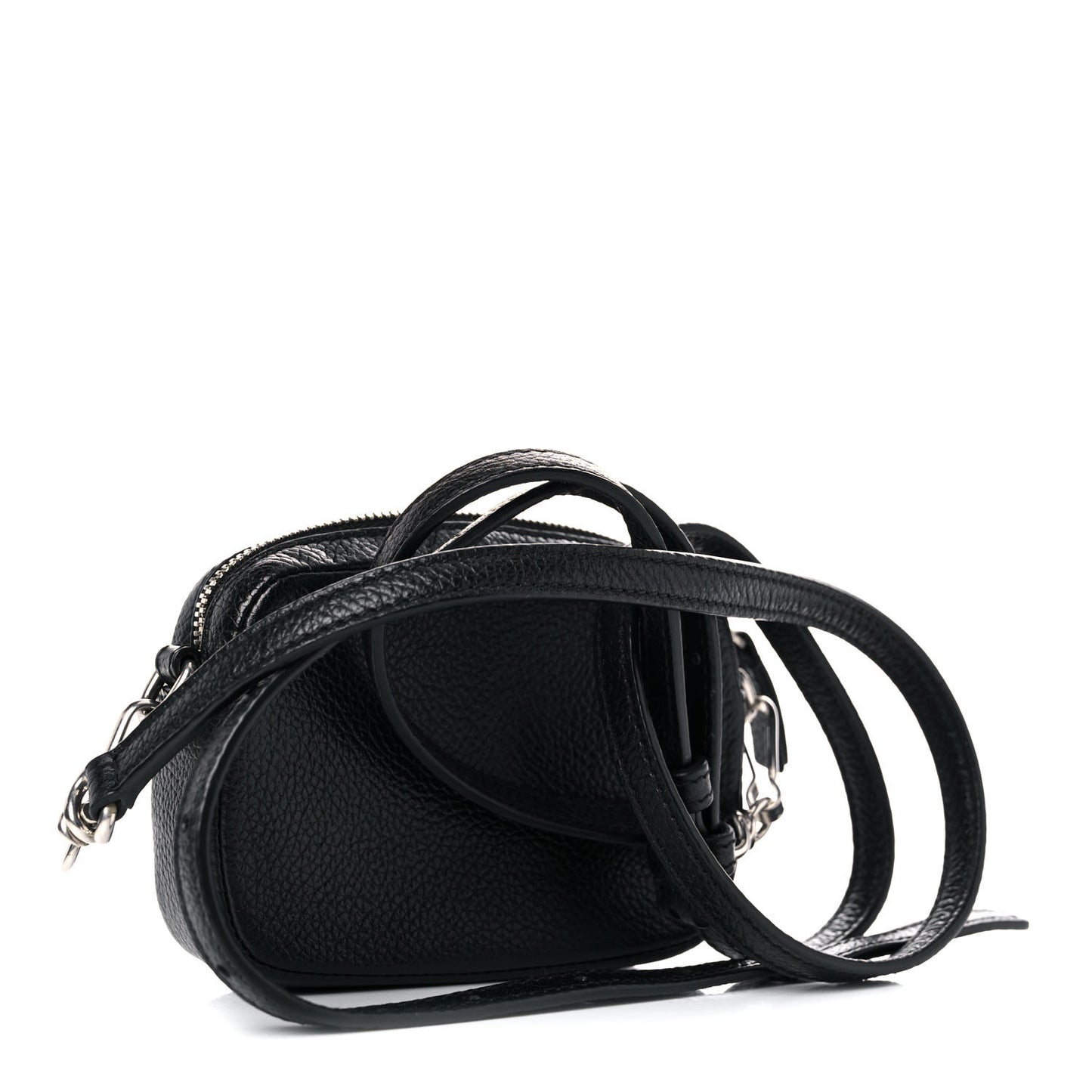 Grained Calfskin Logo Mini Cash Crossbody Pouch Black Fluo Green
