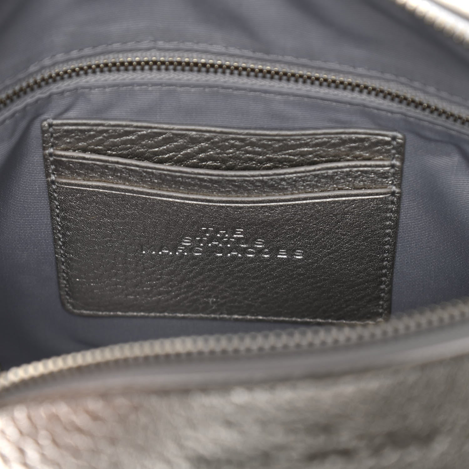 Marc Jacobs Metallic Grained Calfskin Quilted Double Stitched The Status Shoulder Bag Platinum 6 of 13
