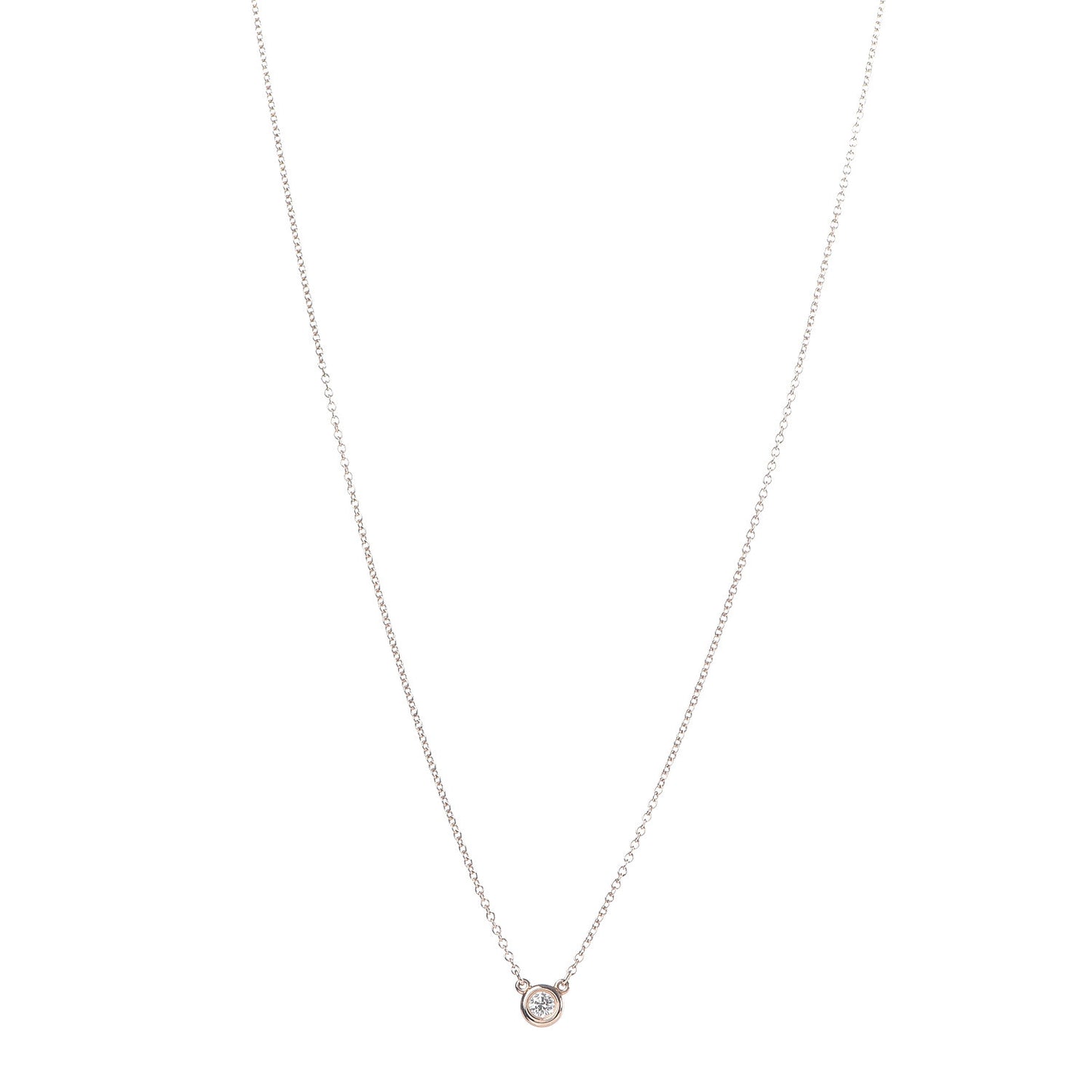 18K Rose Gold Diamond .11ct Elsa Peretti Diamonds by the Yard Pendant Necklace