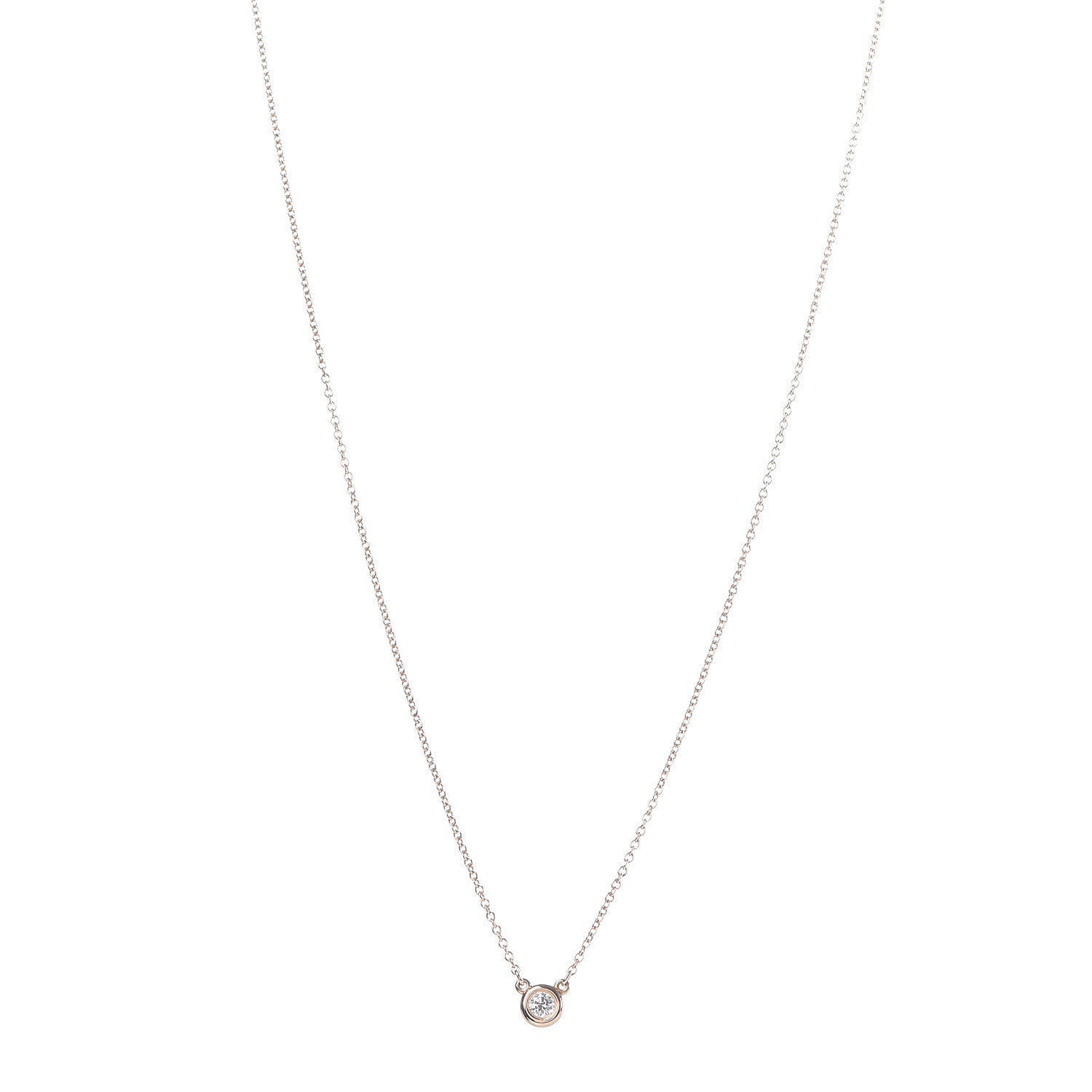Tiffany 18K Rose Gold Diamond .11ct Elsa Peretti Diamonds by the Yard Pendant Necklace 1 of 6