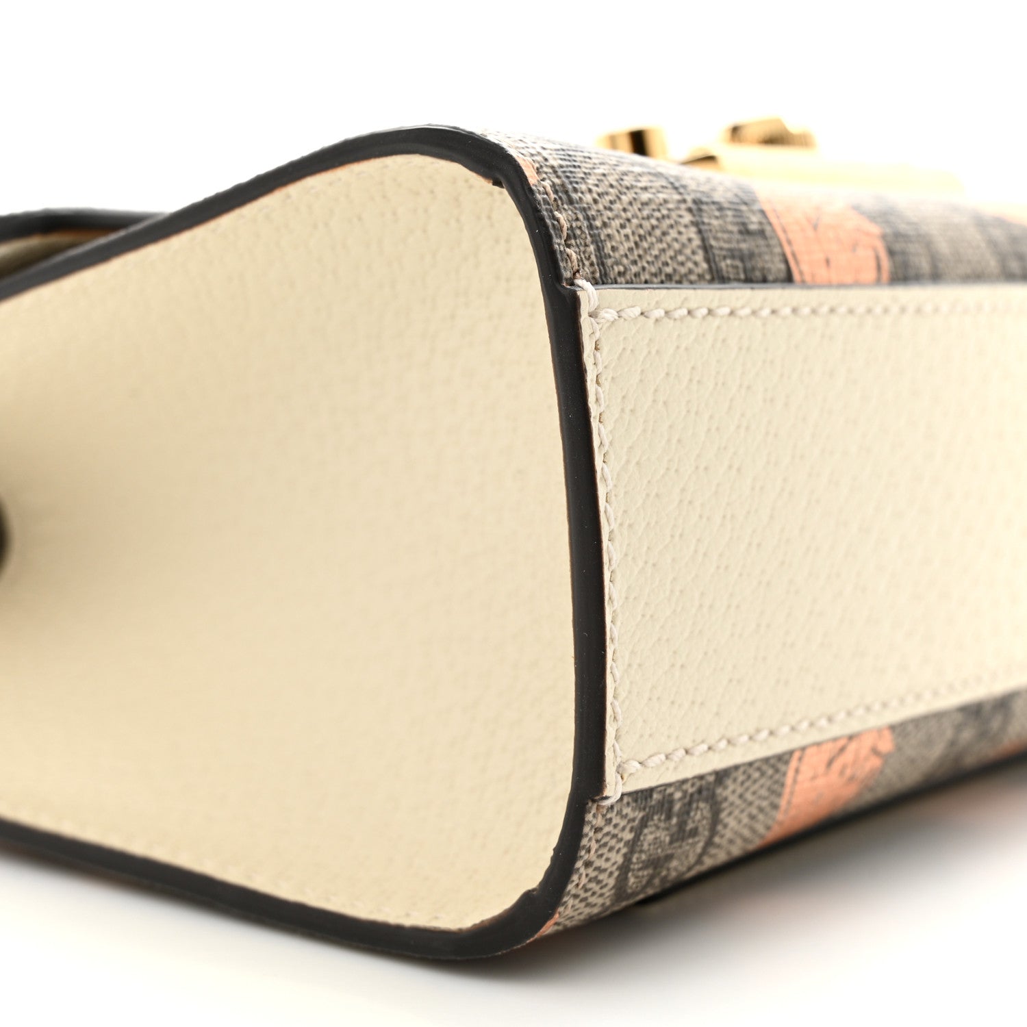 Gucci GG Supreme Monogram Berry Textured Dollar Calfskin Small Padlock Shoulder Bag Beige Ebony Light Copper Mystic White 9 of 10