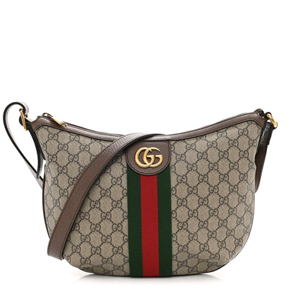 Gucci GG Supreme Monogram Web Small Ophidia Half Moon Hobo Brown 1 of 9