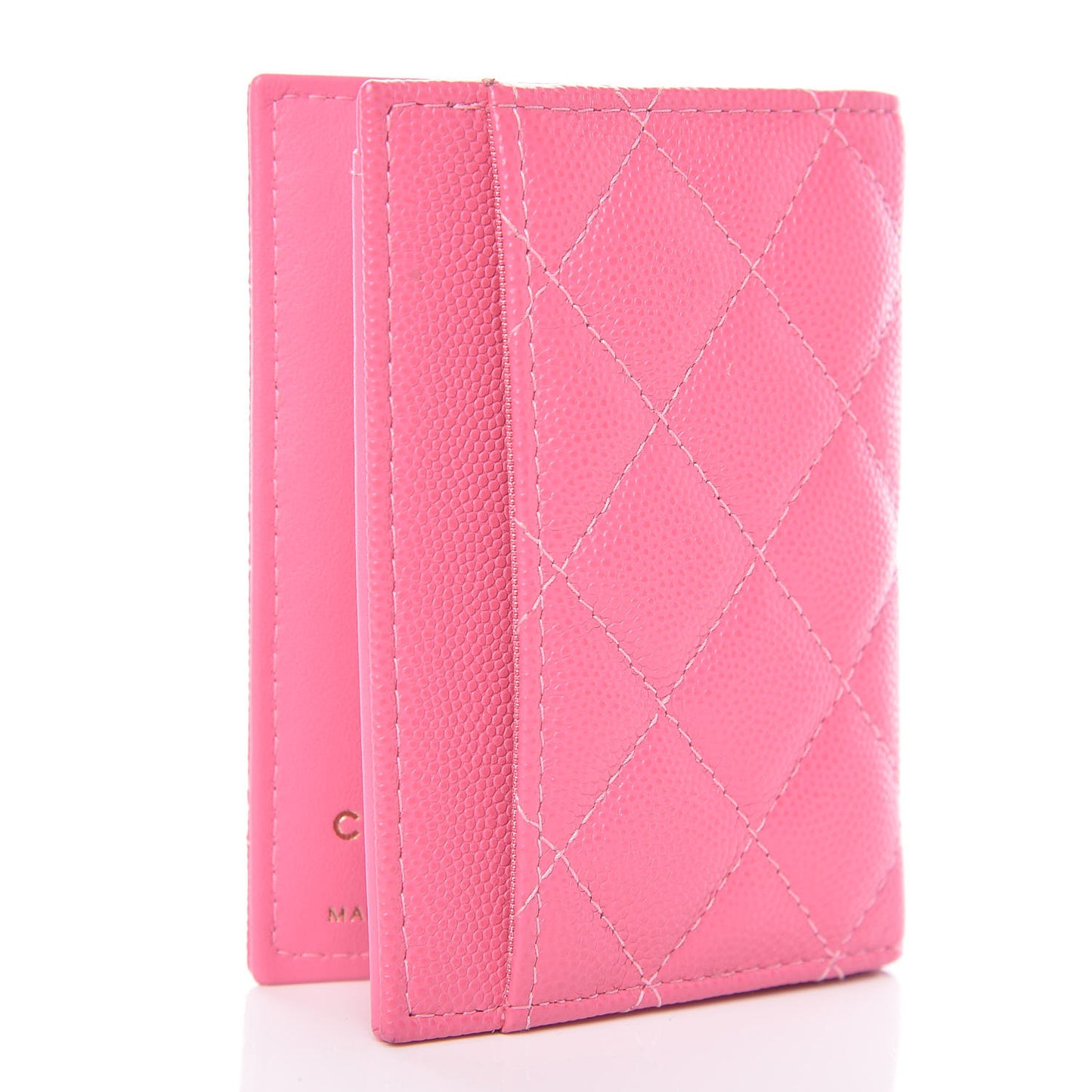 Caviar Quilted Card Holder Wallet Pink