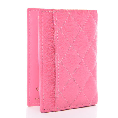 Chanel Caviar Quilted Card Holder Wallet Pink 3 of 8
