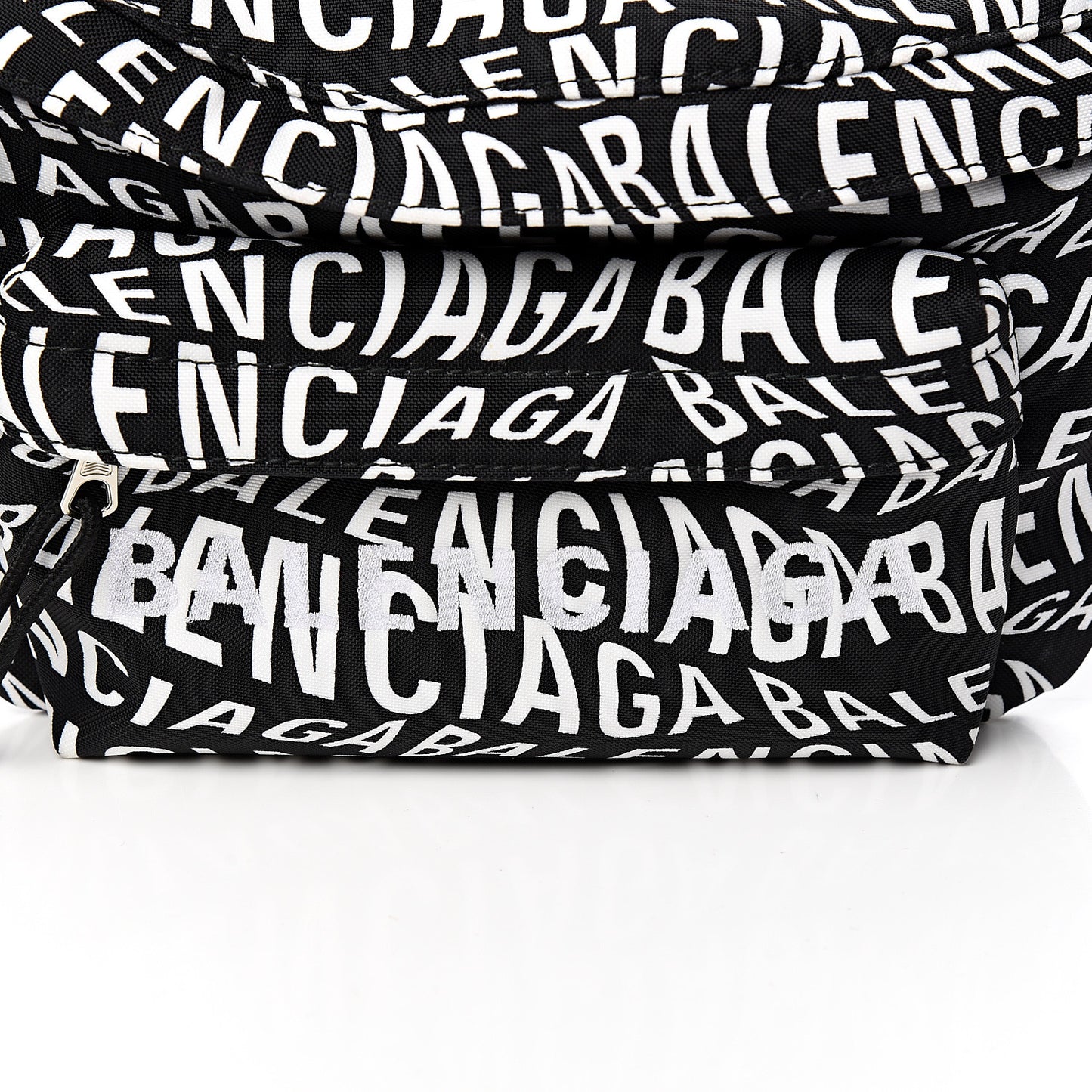 Nylon Wave Logo Print Wheel Beltpack Black White