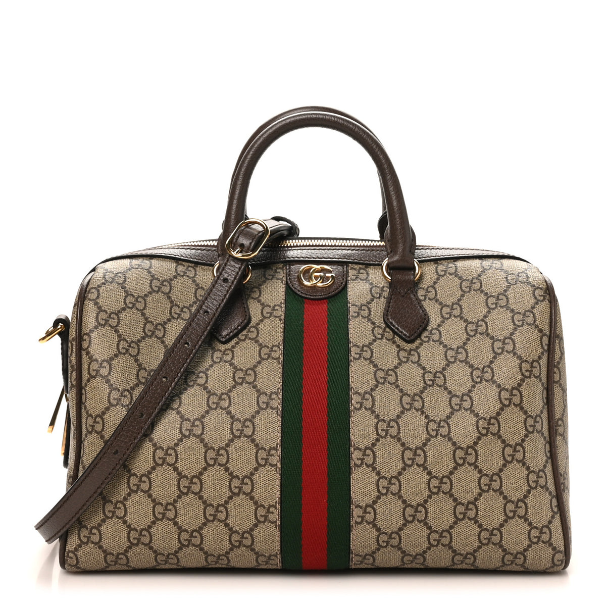 Gucci GG Supreme Monogram Web Medium Ophidia Top Handle Bag Beige Ebony 1 of 10