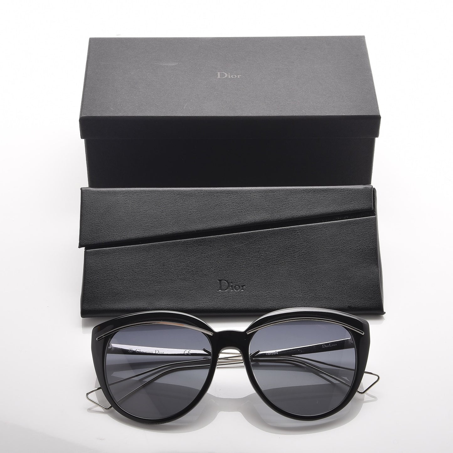 Cat Eye Liner Sunglasses Black Gray