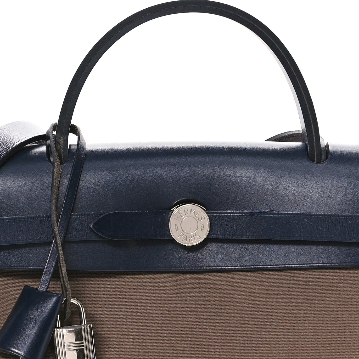 Hermes Toile Officier Vache Hunter Herbag Zip 31 PM Etoupe Bleu Indigo 9 of 11