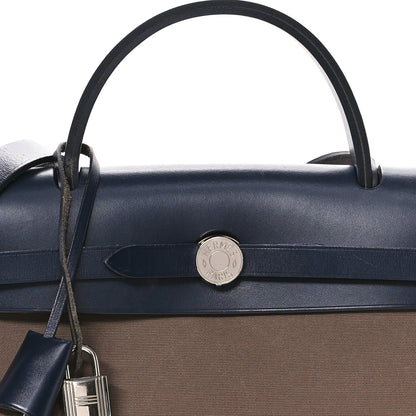 Hermes Toile Officier Vache Hunter Herbag Zip 31 PM Etoupe Bleu Indigo 9 of 11