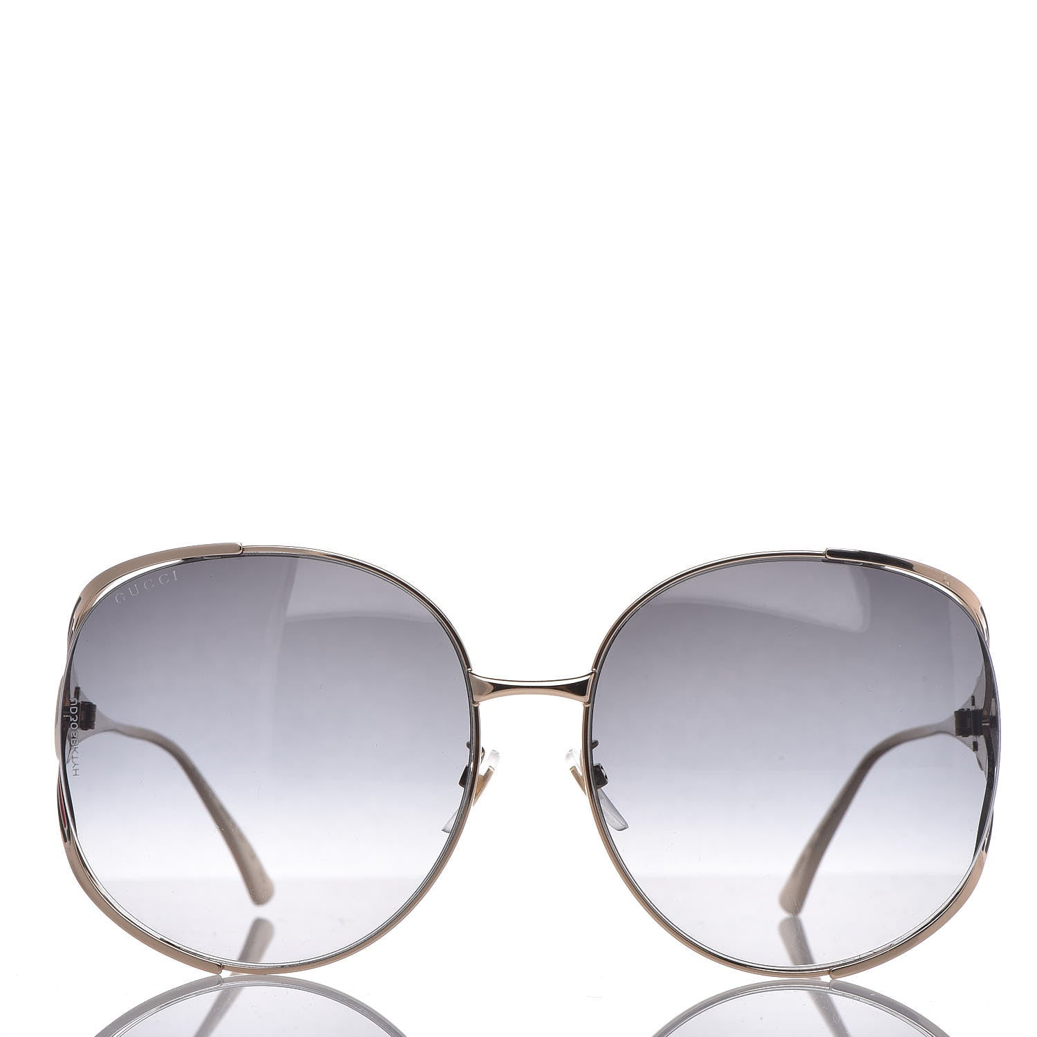 Gucci Metal Oversized Round Frame GG0225S Sunglasses Gold 3 of 7