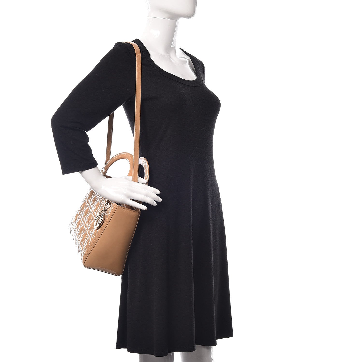 Christian Dior Patent Cannage Medium Lady Dior Beige 2 of 21