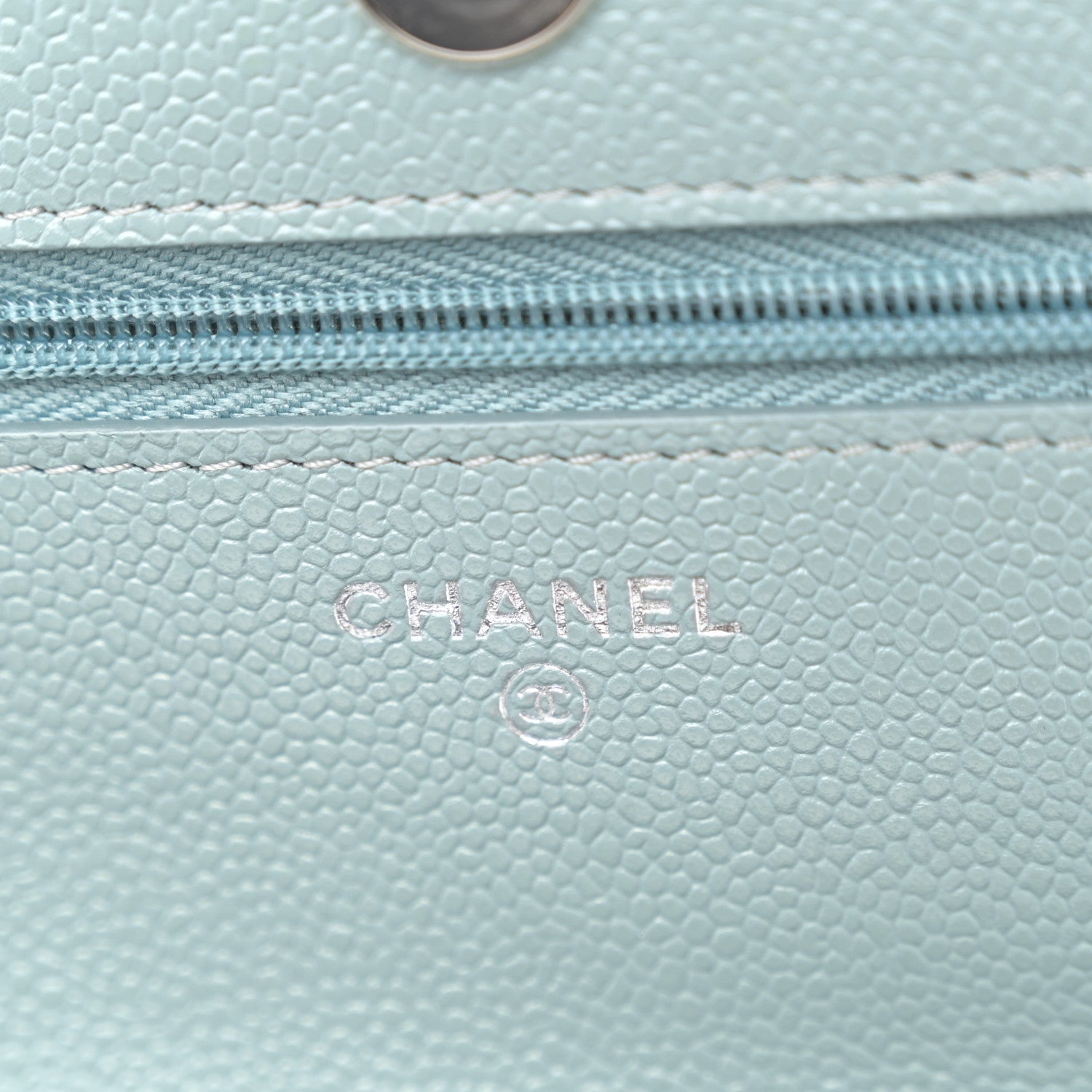 Chanel Caviar Quilted Wallet on Chain WOC Light Blue 6 of 11