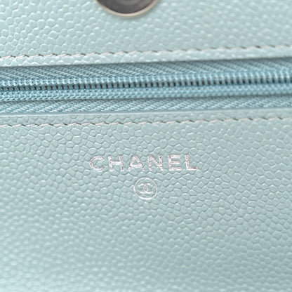 Chanel Caviar Quilted Wallet on Chain WOC Light Blue 6 of 11