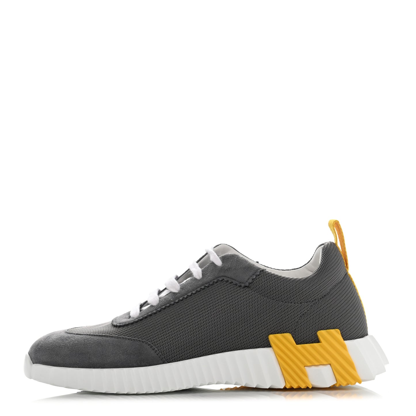 Technical Canvas Suede Goatskin Bouncing Sneakers 40 Gris Fume Jaune