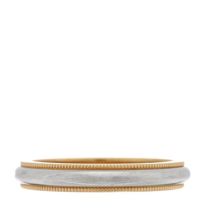 Tiffany Platinum 18K Yellow Gold 3.5mm Together Milgrain Wedding Band Ring 55 7.25 3 of 5