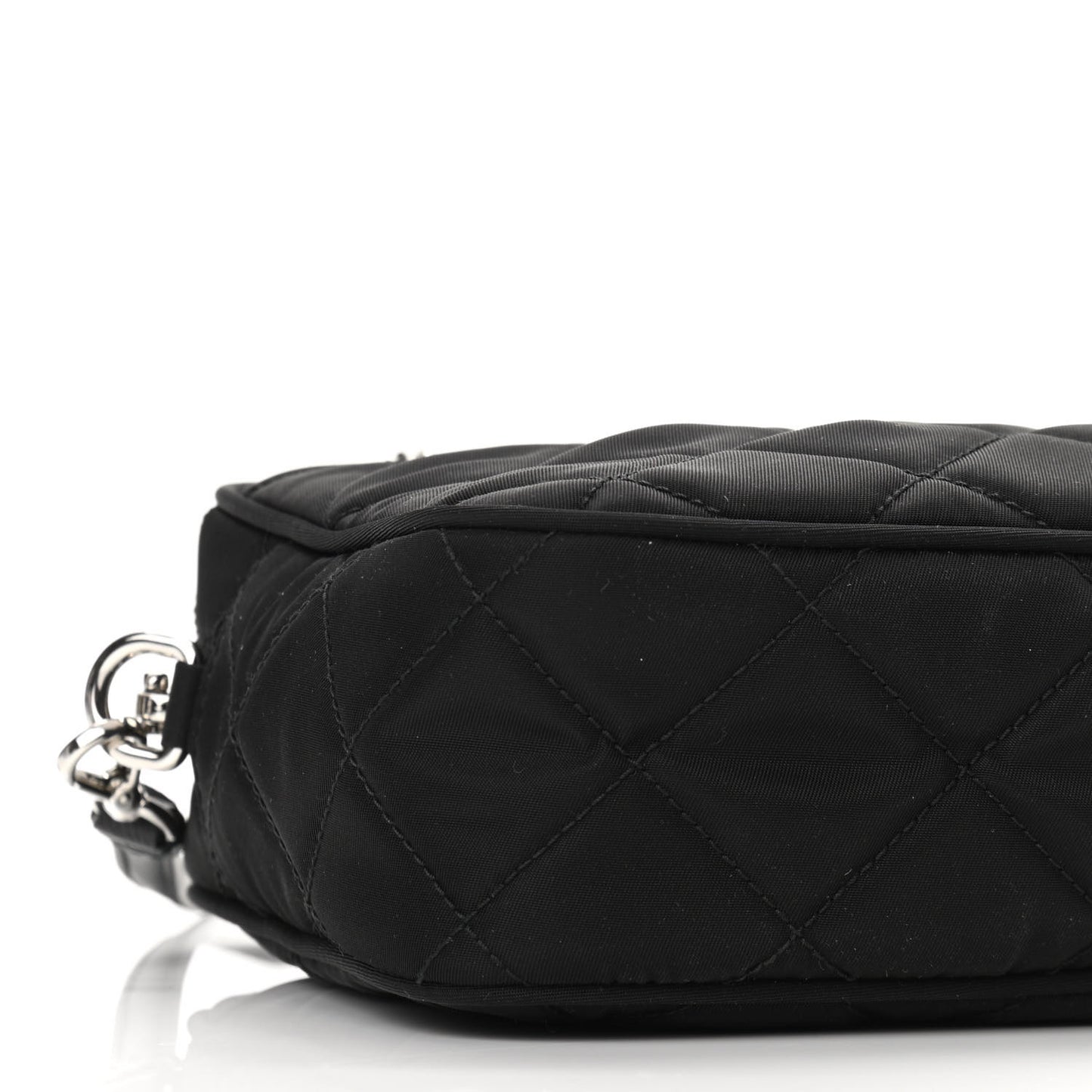 Nylon Tessuto Impuntu Quilted Bandoliera Crossbody Bag Black