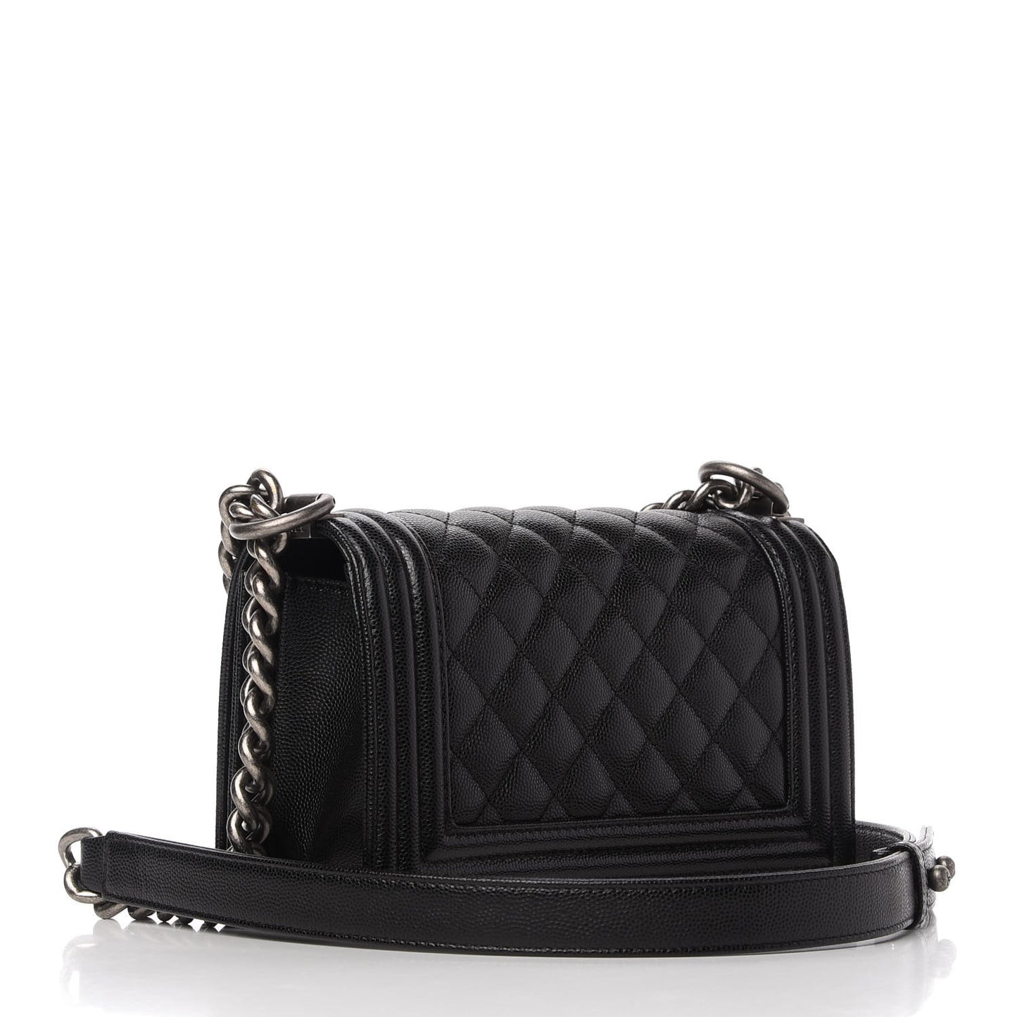 Caviar Quilted Small Boy Flap Black