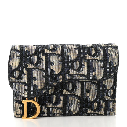Christian Dior Oblique Saddle Card Holder Blue 1 of 8