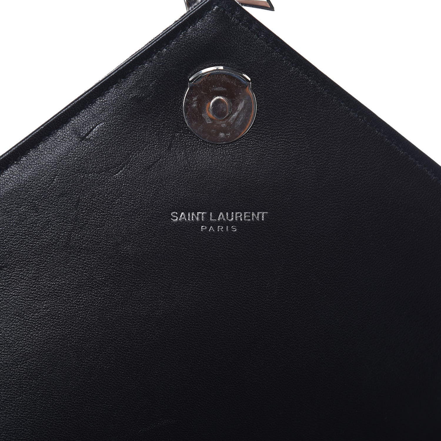 Saint Laurent Denim Mixed Matelasse Triquilt Large Monogram Envelope Satchel Black 6 of 9