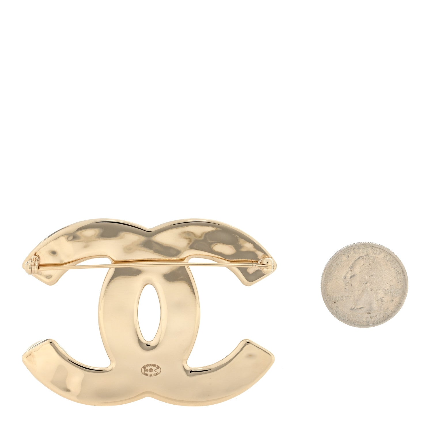 Chanel Crystal Enamel CC Brooch White Grey 2 of 3